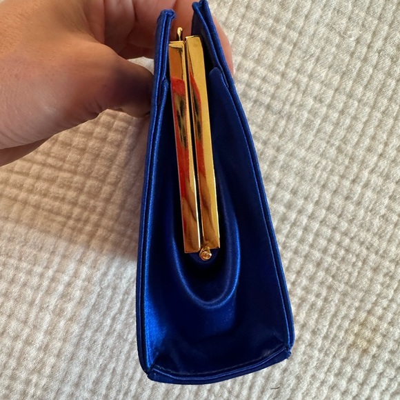 ESCADA - Indigo / Royal Blue Purse Clutch Handbag Crossbody - Gold Detail - Picture 13 of 14